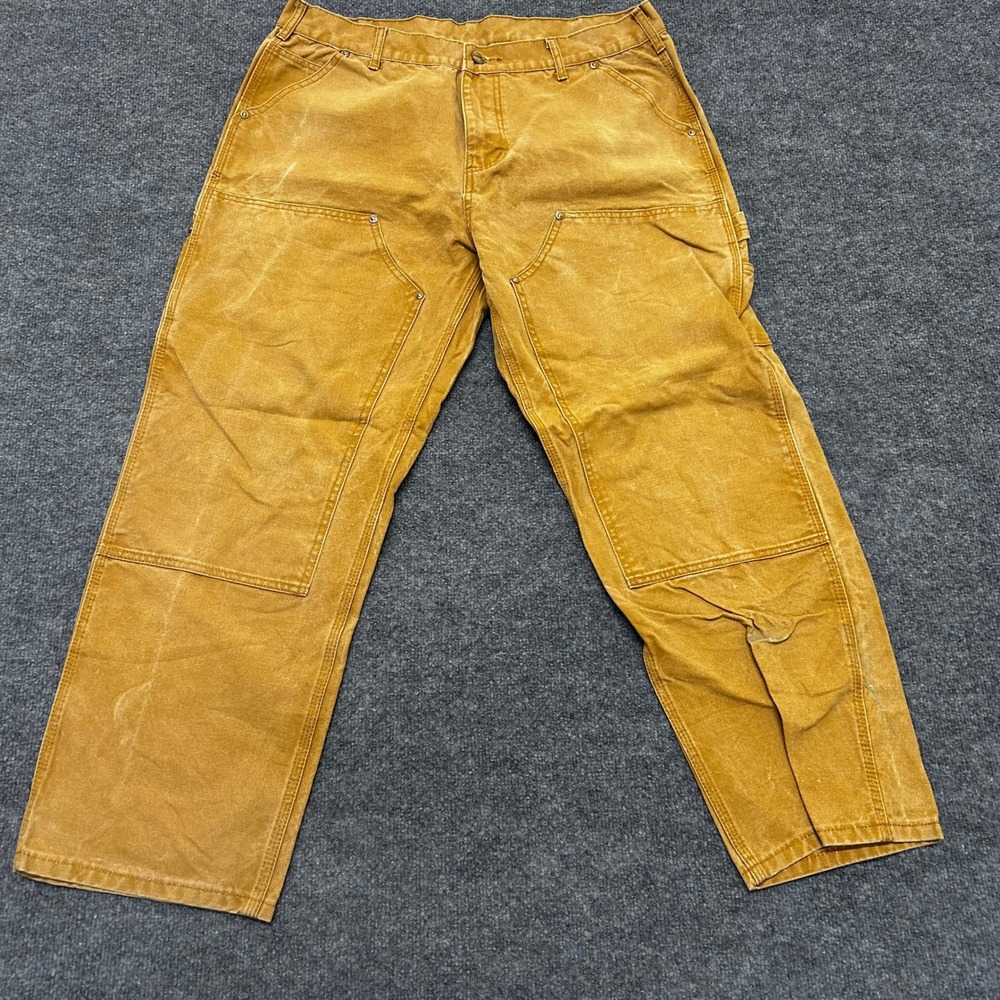 Unbranded Double Knee Pants Mens Size 38 Tan Cotton Canvas Carpenter Workwear